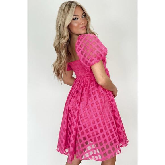 BAEVELY Pink Checkered Mini Sundress, Size Medium - Picture 5 of 14
